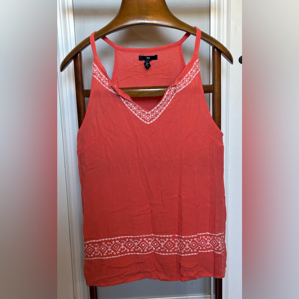 38. Gap Women's Coral Tank Top with White Accents